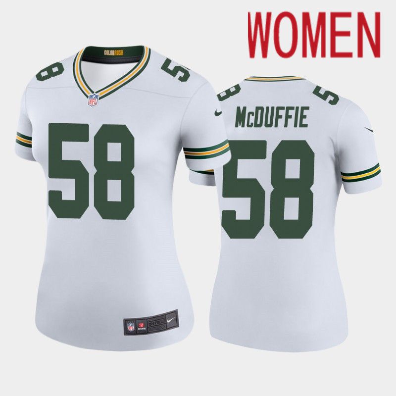 Women Green Bay Packers #58 Isaiah McDuffie White Nike Game NFL Jersey